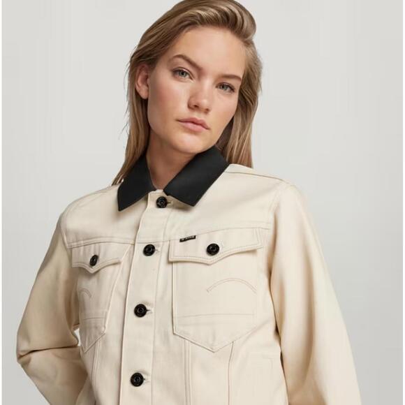 NWT G-Star RAW Arc 3D Denim Jacket PM Women’s Ecru Raw Denim Size XS - Picture 2 of 11